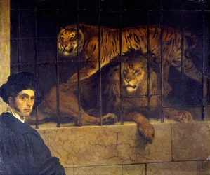 Selbstporträt mit Tiger und Löwe